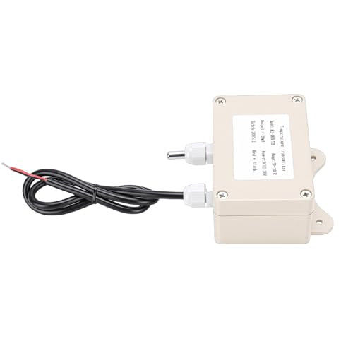 Temperature Sensor Wall Mount Temperature Transmitter Thermal Probe 4-20mA -50 to 200 IP65 ABS Anti Interference with Cable for Industrial Agricultural Greenho