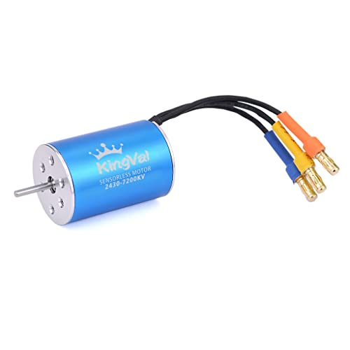 KingVal Replacement 2430 7200KV Waterproof Sensorless Brushless Motor Shaft 2mm with 25A Brushless ESC Compatible with 1/16 1/18 RC Car - size: 7200KV+25A