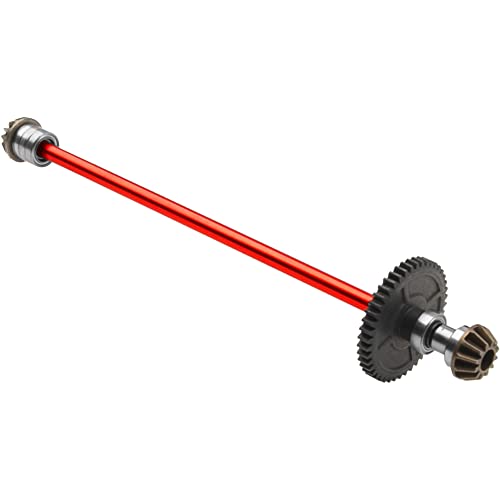 Metal Center Drive Shaft RC Car Central Transmission Shaft w/ 27T Motor Gear Upgrade Part Compatible with Wltoys 144001 1/14 RC Car Buggy (Red) - color: Red