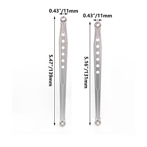 Mxfans Silver Aluminum SCX0007 SCX0010 Front & Rear Suspension Link Rod Linkage for AXIAL SCX10 Electric 4WD RC1:10 Car Set of 2