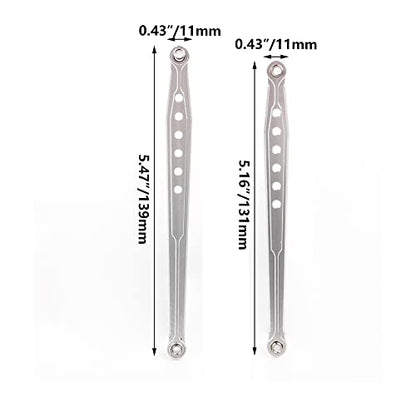 Mxfans Silver Aluminum SCX0007 SCX0010 Front & Rear Suspension Link Rod Linkage for AXIAL SCX10 Electric 4WD RC1:10 Car Set of 2