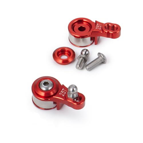 2PCS Alloy 25T Steering Servo Arm Horn, Red | Upgrade Parts, For 1/10 RC Tra-xxas TRX-4, Crawler Car - color: Red