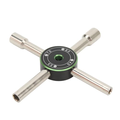 Mini Wrench, 4/5.5/7/8mm Stainless Steel Universal Lock Nut Cross Wrench Cabinet Key 4 Way Hexagon Socket Spanner Valve RC Car Maintenance (Green)