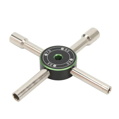 Mini Wrench, 4/5.5/7/8mm Stainless Steel Universal Lock Nut Cross Wrench Cabinet Key 4 Way Hexagon Socket Spanner Valve RC Car Maintenance (Green)