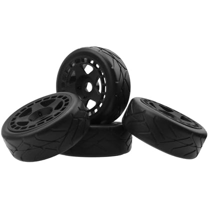 ShareGoo RC 1/8 Buggy Tires OD 4.09" Street Tires w/Plastic Wheel Rims 17mm Hex Compatible with Arrma 1/8 Typhon Talion Redcat Losi HPI HSP Kyosho 1/8 RC On Road Racing Car (5-Spoke) - color: 5-spoke