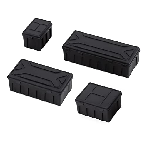 RC Simulation Mini Luggage Case Storage Box Toolbox for 1/10 RC Crawler TRX-4 SCX10 CC01 D90 Redcat Gen8 (Black)