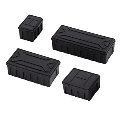 RC Simulation Mini Luggage Case Storage Box Toolbox for 1/10 RC Crawler TRX-4 SCX10 CC01 D90 Redcat Gen8 (Black)