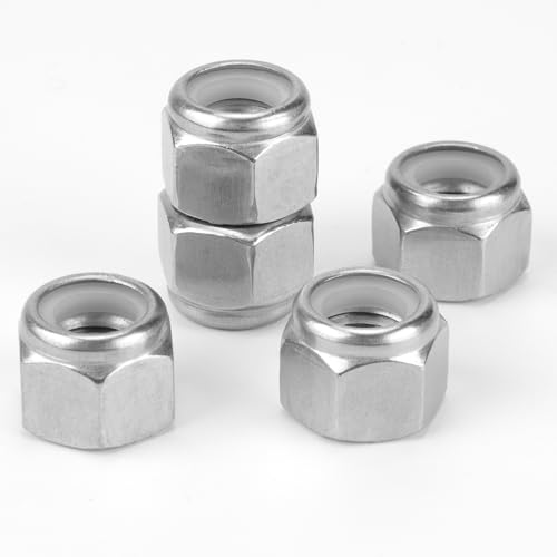 20 Pack 304 A2-70 1/2"-13 Nylon Lock Nuts | 20 Pack 304 A2-70 Stainless Steel 1/2"-13 Nylock Nuts, Anti-Loose, for Heavy Duty Industrial & Home Fastening - color: Silver, size: 1/2"-13