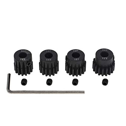 4pcs 32p Pinion Gear 5mm Set Hardened 14T 15T 16T 17T 32 Pitch Gears RC Upgrade Part with Screwdriver