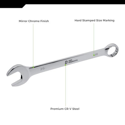 Der Erwachte 30pc Combo Wrench Set SAE Metric 1/4-1 8-22mm Storage Pouch | Made of durable Cr-V steel, dual open & box ends, sturdy build, for automotive maintenance and household repair - size: 30 Piece (Metric+Sae)
