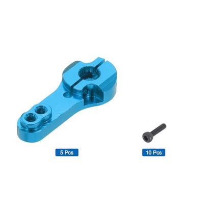 MECCANIXITY 5 Pcs Aluminum Servo Horn 25T Steering Arm 35mm Length Blue Suitable for DIY RC Car/Boat/Airplanes Boat Model Accessories with 2 Pcs Screws - color: Blue