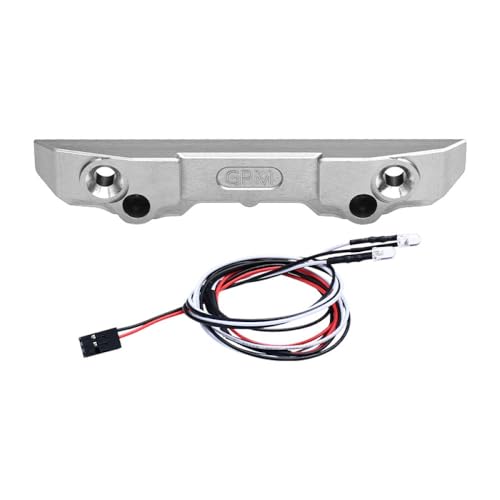 Aluminum 7075 Alloy Rear Bumper with LED Lights for Traxxas 1/16 Mini Maxx 4WD RTR Brushless Monster Truck 107154-1 Upgrades - Silver