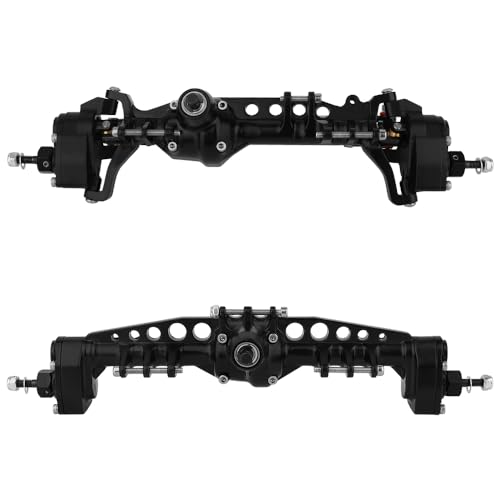 CNC Metal Front and Rear Portal Axles for 1/10 RC Crawler Car Axial SCX10 III AXI03006 AXI03007 Wrangler JL AR45 Axle Upgrade Part (Black) - color: Black