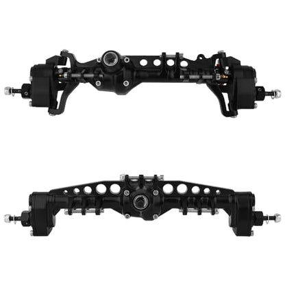 CNC Metal Front and Rear Portal Axles for 1/10 RC Crawler Car Axial SCX10 III AXI03006 AXI03007 Wrangler JL AR45 Axle Upgrade Part (Black) - color: Black