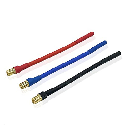 3pcs/Set 6.5MM Bullet Male to 4.0mm Female 12AWG 10CM ESC Extension Cable for RC Car Boat Brushless Motor ESC - style: 6.5mm male to 4.0mm female
