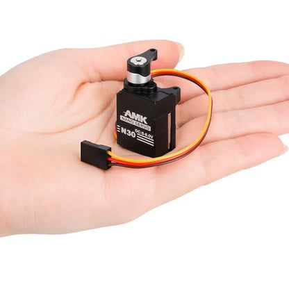 AMK SCX30 Nano Servo, Metal Gear Micro RC Steering Servo with CNC Aluminum Case & Servo Saver, High Torque Mini Servo for 1/30 RC Crawler Upgrade Parts