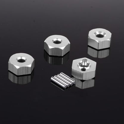 1/10 12mm Wheel Drive Hex with Pin Screws for 1:10 RC RC Buggy Truck Car Upgrade Parts Slash 2WD HSP 102042 122042 Redcat Rc4wd Tamiya Axial SCX10 D90 Hpi LRP WLtoy 4PCS (Silver) - color: Silver