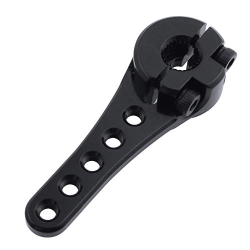 Hobbypark Metal Aluminum Long 25T Servo Horn Single Sided Steering Arm M3 Threads for RC Car Truck Off Road Buggy Accessories (Black) - color: Black