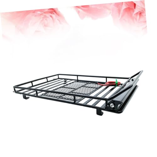 Car Roof Luggage Bracket with Led Light for Crawler Black Storage Rack for Simulation Accessories Lightweight and Luggage Holder - size: 24.80X14.10X2.30CM