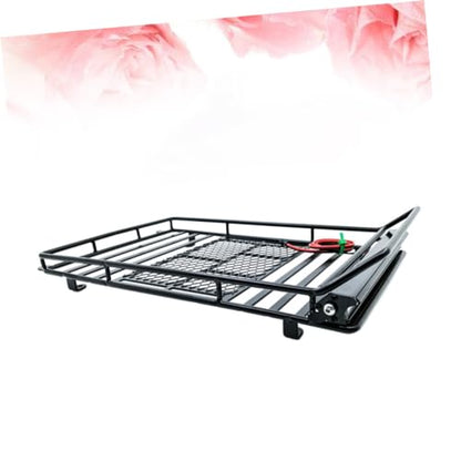 Car Roof Luggage Bracket with Led Light for Crawler Black Storage Rack for Simulation Accessories Lightweight and Luggage Holder - size: 24.80X14.10X2.30CM