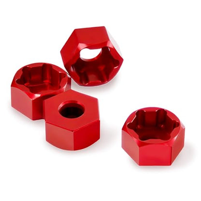 4Pcs 5mm to 7mm RC Wheel Hex Adapter, Aluminum Hex Hub Converter for 1/10 & 1/24 RC Crawler, CNC Machined Wheel Hub Adapter (Red) - color: Red