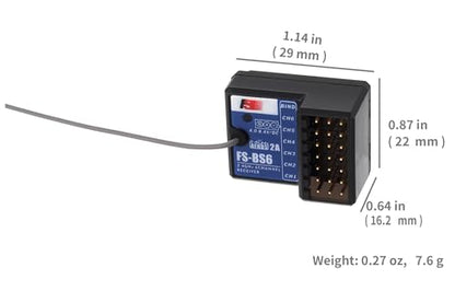 FS-BS6 Gyro Receiver 6-CH AFHDS2A, for Flysky FS-GT5 RC Transmitter | 6 Channels 2.4Ghz