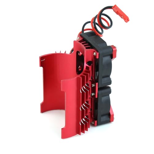 4068 4074 4082 4268 4274 Motor Heat Sink 30mm Dual Cooling Fan 40-42Mm Motor for 1/8 1/7 Arrma Typhon 6S Kraton 6S Felony Mojave Upgrades Parts(Red)