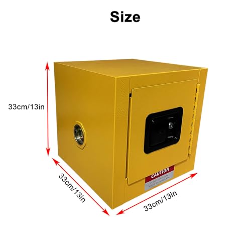 Flammable Safety Storage Cabinet 13"x13"x13" Industry Hazardous Materials | 2 Gal Fire Proof Safe, Double-Wall Cold-Rolled Steel, Dual Manual Locks, OSHA Compliant, For Gasoline Liquid Fuel Chemical - size: 13"*13"*13"