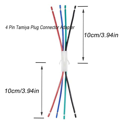 4 Pin Tamiya Plug Connector Adapter Cable Compatible Tamiya Battery Male Female Connectors 4 Pairs Female Connector Adapter with 14AWG 10cm Wire for RC Car Li-ion Battery Charging (4P) - size: 4 pin Tamiya Connector