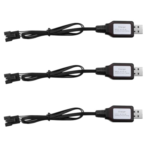 7.4V Lipo Battery Charger - SM-4P Cable RC Toy Remote Control Car Vehicle Rechargeable Li-ion Batteries Chargers USB for Bunch Bubble Gun Stunt Truck Boat 3 Pack