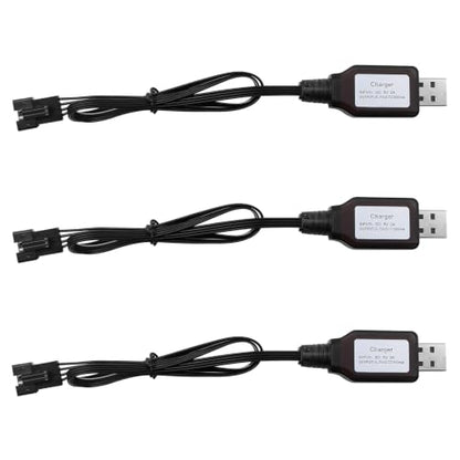 7.4V Lipo Battery Charger - SM-4P Cable RC Toy Remote Control Car Vehicle Rechargeable Li-ion Batteries Chargers USB for Bunch Bubble Gun Stunt Truck Boat 3 Pack
