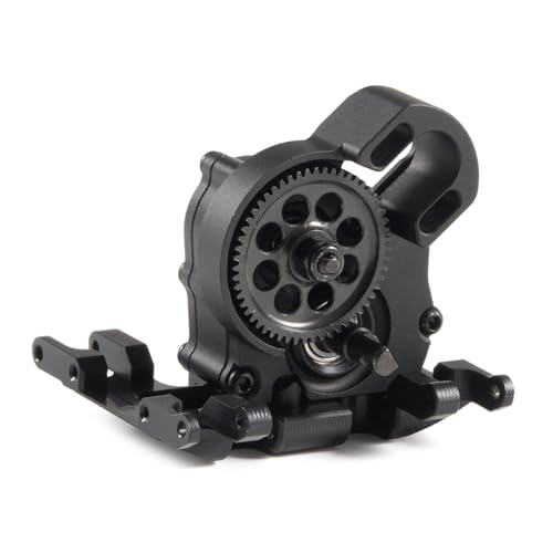 21% Overdrive MR24 Billet Transmission with Delrin Skid Plate for SCX24 Custom Build Brushless 1/24 RC Crawler Comp Rigs (Black) - color: Black