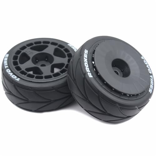 65mm 4PCS 1/10 RC On-Road tires and Hard Plastic wheels set Hex 12mm For WRC Drift Car Conversion 1/10 RC On-Road Car Traxxas Tamiya FW06 TT02 HPI HSP 94122 Kyosho W37 (Black) - color: Black