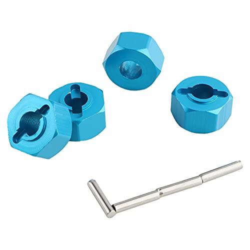12mm Hex Wheel Hub Mount, Aluminum 7mm Thick with 2x10mm Stub Axle Pins for 1/10 Slash 4x4 & HQ 727 RC Cars Replacement Upgrade Parts (Blue)(Set of 4) - color: Blue
