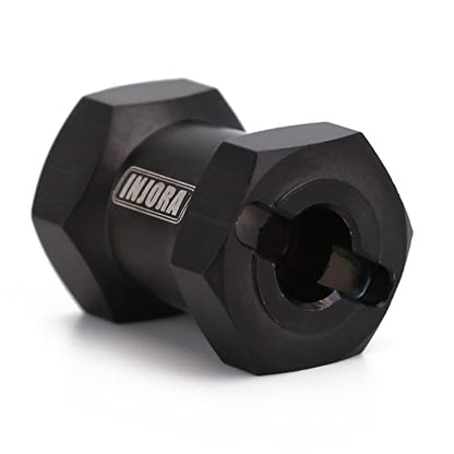 INJORA RC Hex Hub 12mm Brass Wheels Extension Black Drive Adapter for 1/10 RC Crawler Axial SCX10 90046 D90 (20mm) - size: 20mm