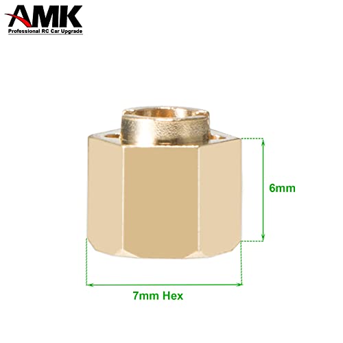 4Pcs 6mm(+2mm) TRX4M Brass Weight 1.0 Beadlock Wheels Hex Hubs Heavy Duty Extended Adaptor for 1/18 RC Crawler Car TRX4-M Upgrades