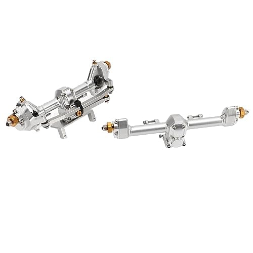 RiToEasysports SCX24 Portal Axle Upgrade Kit, CNC Machined Aluminum Alloy Front Rear Axle Assembly with Hardened Steel Gears for Axial 1/24 RC Crawler Car (Silver) - color: Silver