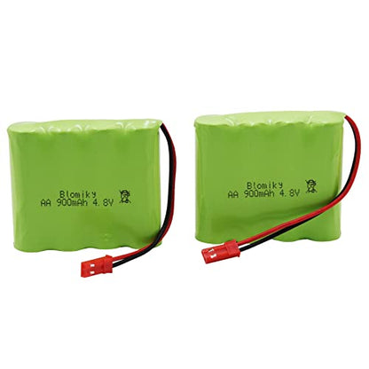 Blomiky 2 Pack JST 4.8V 800mAh Ni-Cd Rechargeable Battery Pack with JST Plug and 2 USB Cable Replacment for Kolegend 1/18 Scale RC Hydraulic Excavator / 1331 JST Battery 2