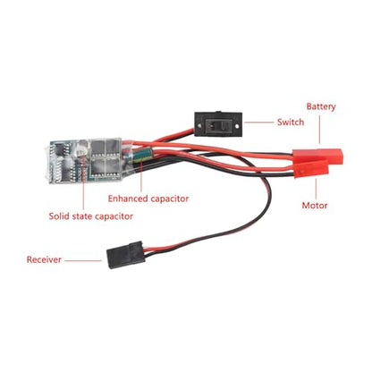 RC 30A Brushed ESC Electronic Speed Controller 2 Way Current Control with Brake Function for 1/16 1/18 1/24 Scale Cars and Boats PCB Material Compact Lightweight Design