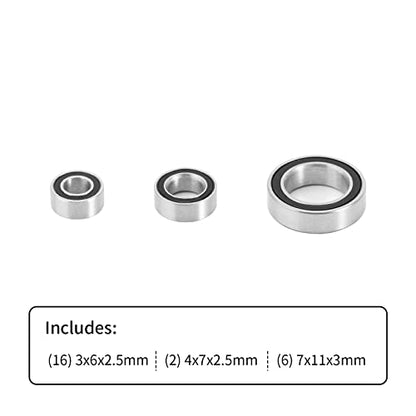 INJORA Sealed Steel Bearing Kit for FMS FCX24 1/24 RC Crawler Upgrade, 24PCS