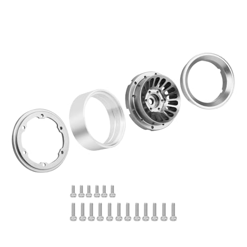 CNC 1.3" Beadlock Wheel Rim for SCX24 1/24 TRX4M Ascent18 1/18 RC Crawler Aluminium Upgrade Part (Gray) - color: Gray