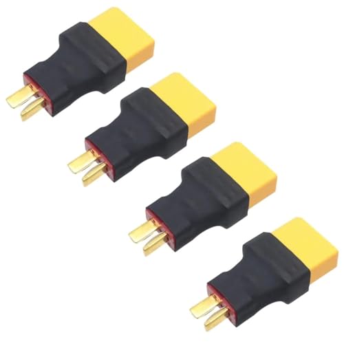 4pcs T Plug Male Connector to XT90 Female Connector Adapter for RC Lipo NiMH Battery Charger - size: XT90 Female to T-Plug Male