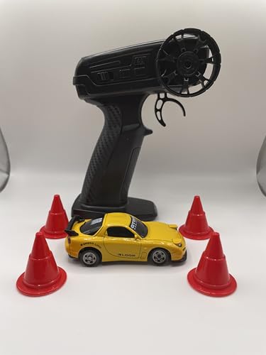 Mini RC Drift Car 1:64 Scale, Remote Control Car with LED Lights & 2-Speed Modes, Upgraded 2.4G Wireless Radio Remote Control for Multi-Users Speed (Yellow) - color: Yellow