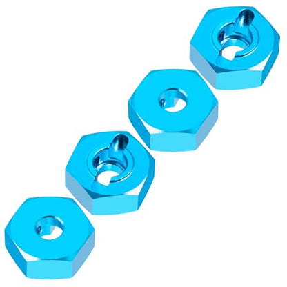 4PCS Aluminum Wheel Hex Hub Drive Adapter Combiner Coupler Compatible with Tamiya TT02 1/10 RC On Road Touring Car Upgrade Parts (Blue) - color: Blue