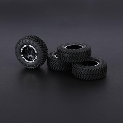 FCX24 Wheels and Tires 1.0 Beadlock Wheels 50MM Soft Sticky Tires with Brass Counterweight Ring for Axial SCX24 FMS FCX24M FCX24 Upgrades 1/24 RC Crawler - style: 160g