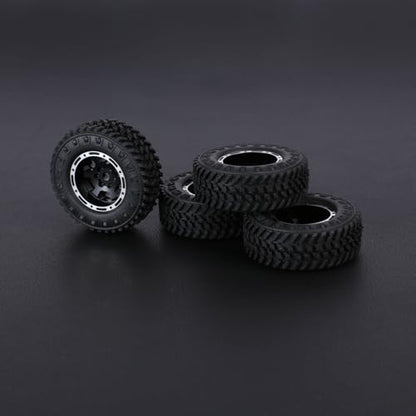 FCX24 Wheels and Tires 1.0 Beadlock Wheels 50MM Soft Sticky Tires with Brass Counterweight Ring for Axial SCX24 FMS FCX24M FCX24 Upgrades 1/24 RC Crawler - style: 160g