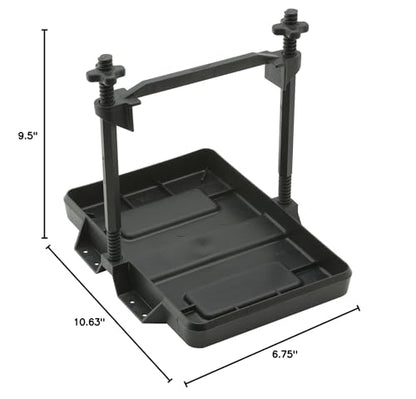 Attwood 9097-5 Heavy-Duty Adjustable Battery Tray, Black – All-Plastic, Rust-Proof, Fits Group 24 Batteries