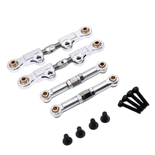 RC Crawlers Models for MJX for Hyper Go 14207 14208 1/14 Metal Adjustable Tie Rod Linkage Link Set RC Car Upgrade Parts Accessories Replacement(Silver) - color: Silver