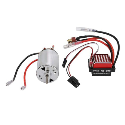 Alomejor 550 Brushed Motor, High Purity Copper Windings 60A ESC Combo with T Plug for 1/10 RC Crawler Car Axial SCX10 II III (28T) - size: 28T