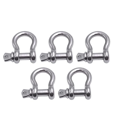 316 Stainless Steel Bow Shackle with Oversized Screw Pin, Marine-Grade Hardware for Anchor Lines, Towing, Dinghies, Canoes, Trailers, Utility Tie-Downs & Off-Road Recovery - size: 3/4" with 7/8" Pin 4.4T WLL, style: 05-Pack
